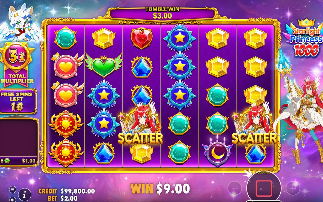 Free Spins on purple starfield reels, starting at 15 spins