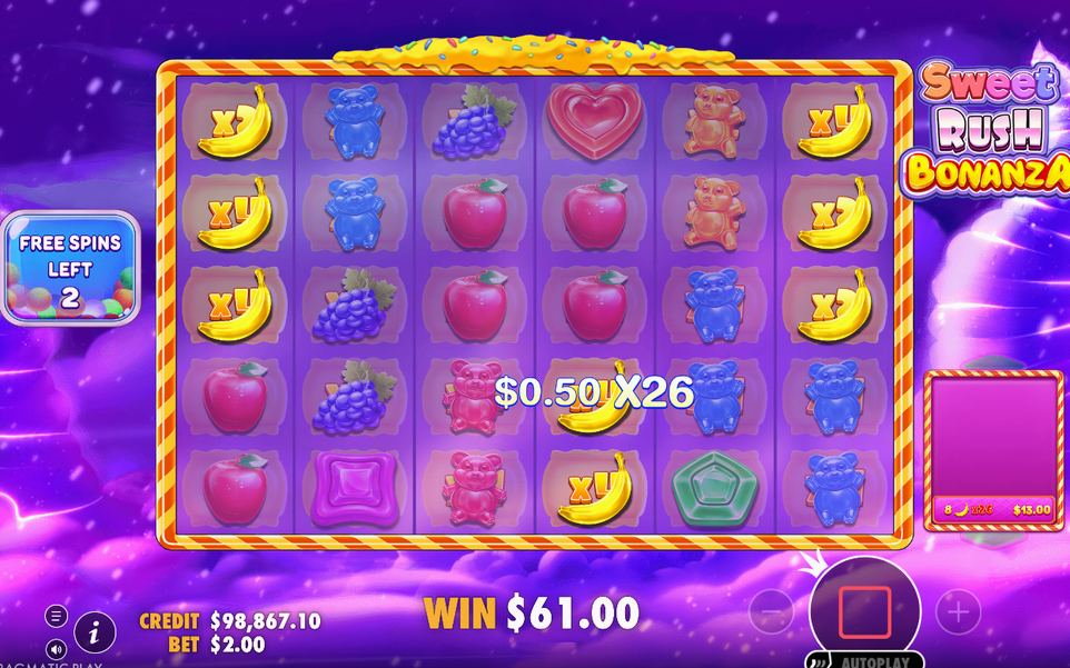 Free Spins screen on the 6x5 grid during a round