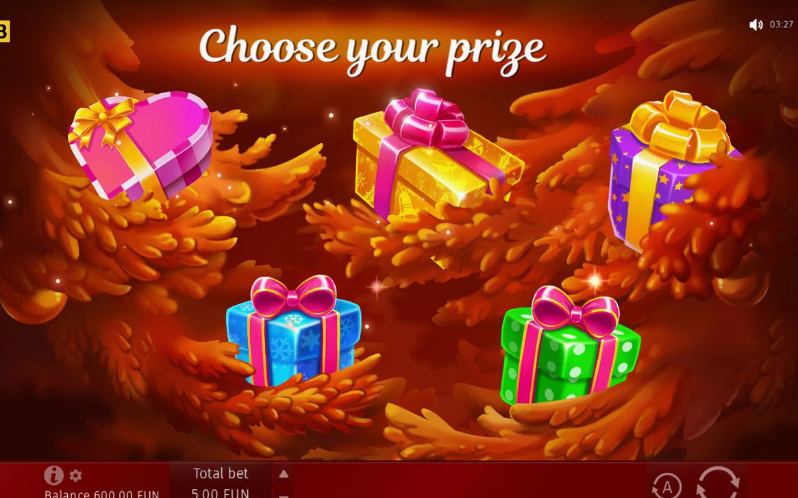 Bonus Game screen in the Christmas theme