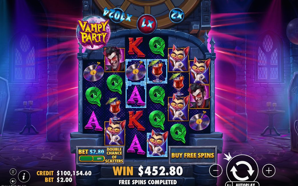 Win screen for a larger cascade at a higher multiplier